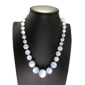 Vintage Baby Blue Graduate Bead Thermoset Necklace Box Clasp 20 in 1950s